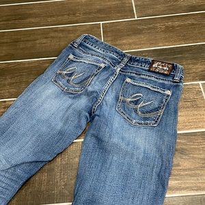 Express size 4 long barely boot low rise jeans